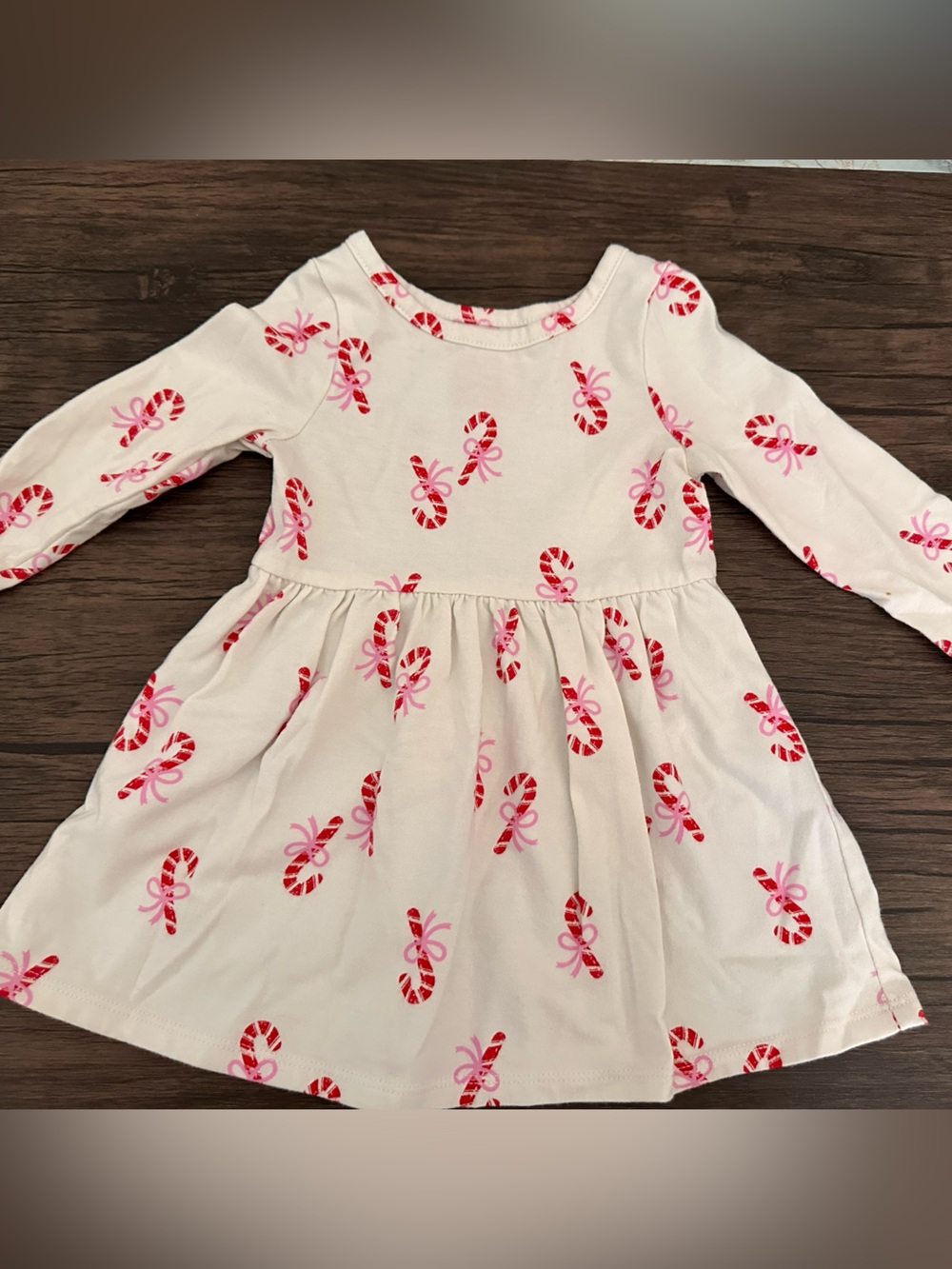Cat & Jack White Dress with Red Candy Cane Print